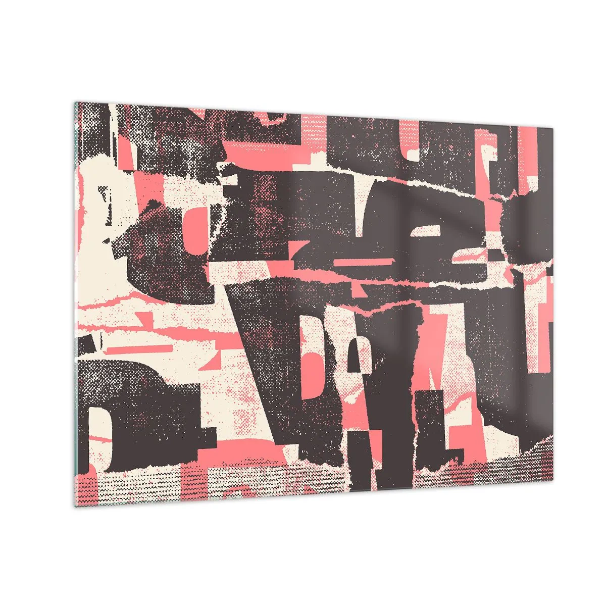 Tablou pe sticlă - Abstracție modernă în negru, roșu și bej - 70x50cm - Toată această agitație - Decorațiune modernă pentru perete pentru living și dormitor ARTTOR