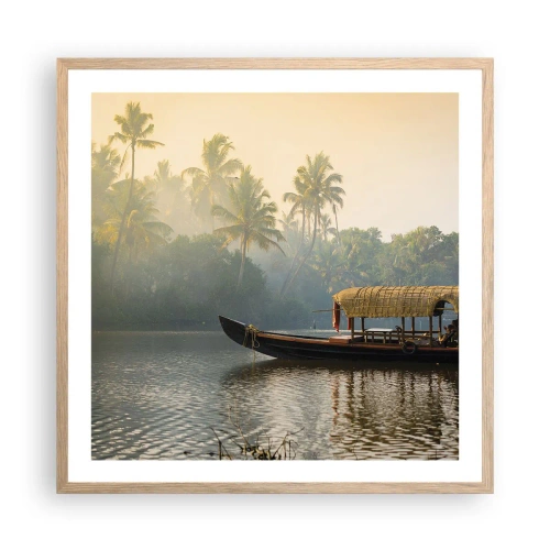 Poster în ramă de stejar deschis - Casă pe râu - 60x60 cm