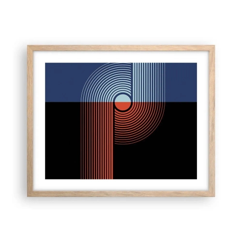 Poster în ramă de stejar deschis - Într-o îmbrăţişare geometrică - 50x40 cm
