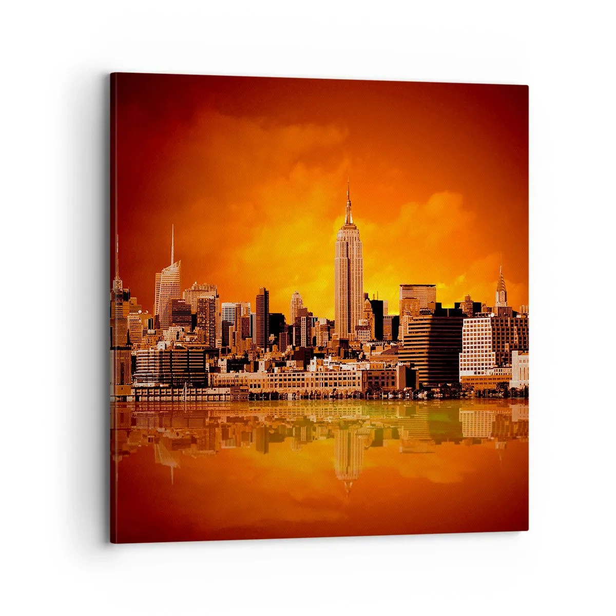 Tablou pe pânză - Panorama unui oraș mare în galben și maro - 70x70 cm