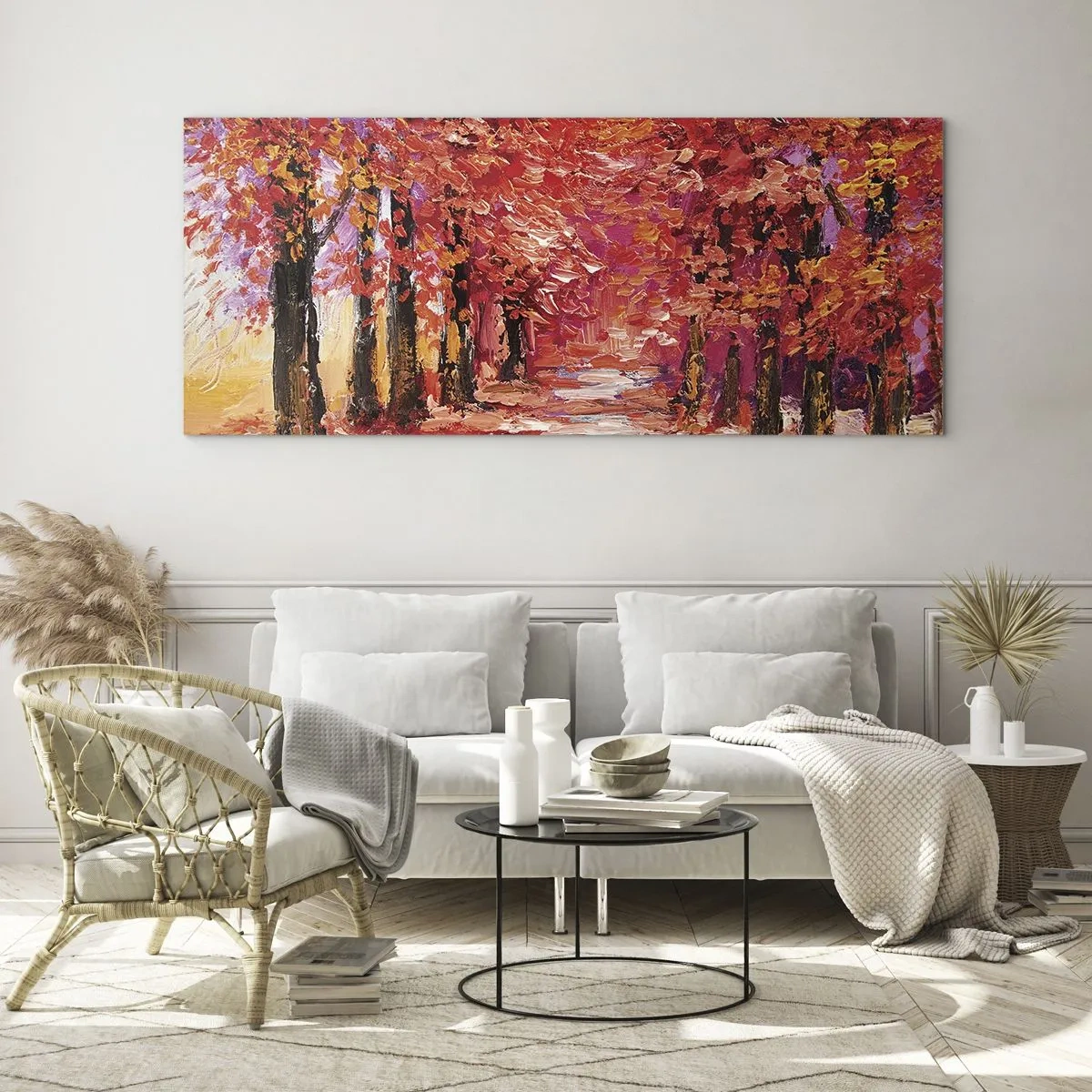 Tablou pe sticlă - Impresie de toamnă - 90x30 cm