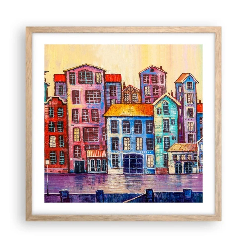 Poster în ramă de stejar deschis - Un oraș ca în basm - 50x50 cm