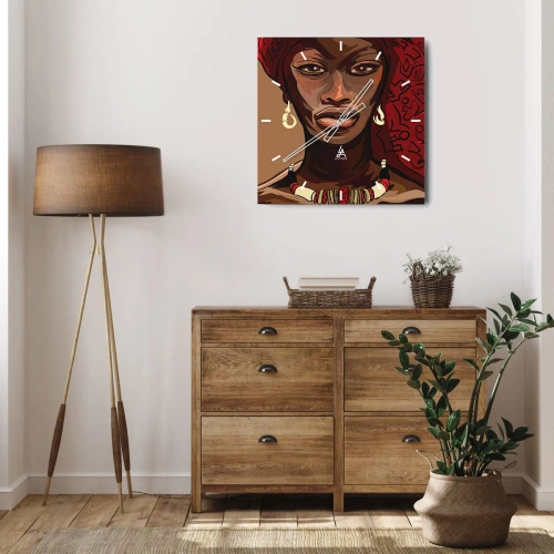 Ceas de perete - Ceas pe sticlă - Venus din abanos - 40x40 cm