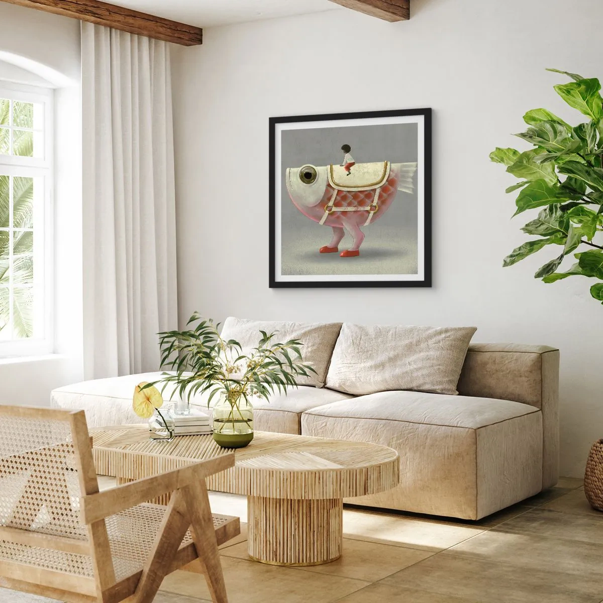 Poster în ramă neagră - Călărețul Pescărel - 50x50 cm