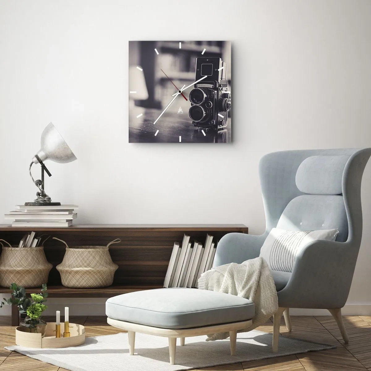 Ceas de perete - Ceas pe sticlă - Magia fotografiei vechi - 30x30 cm
