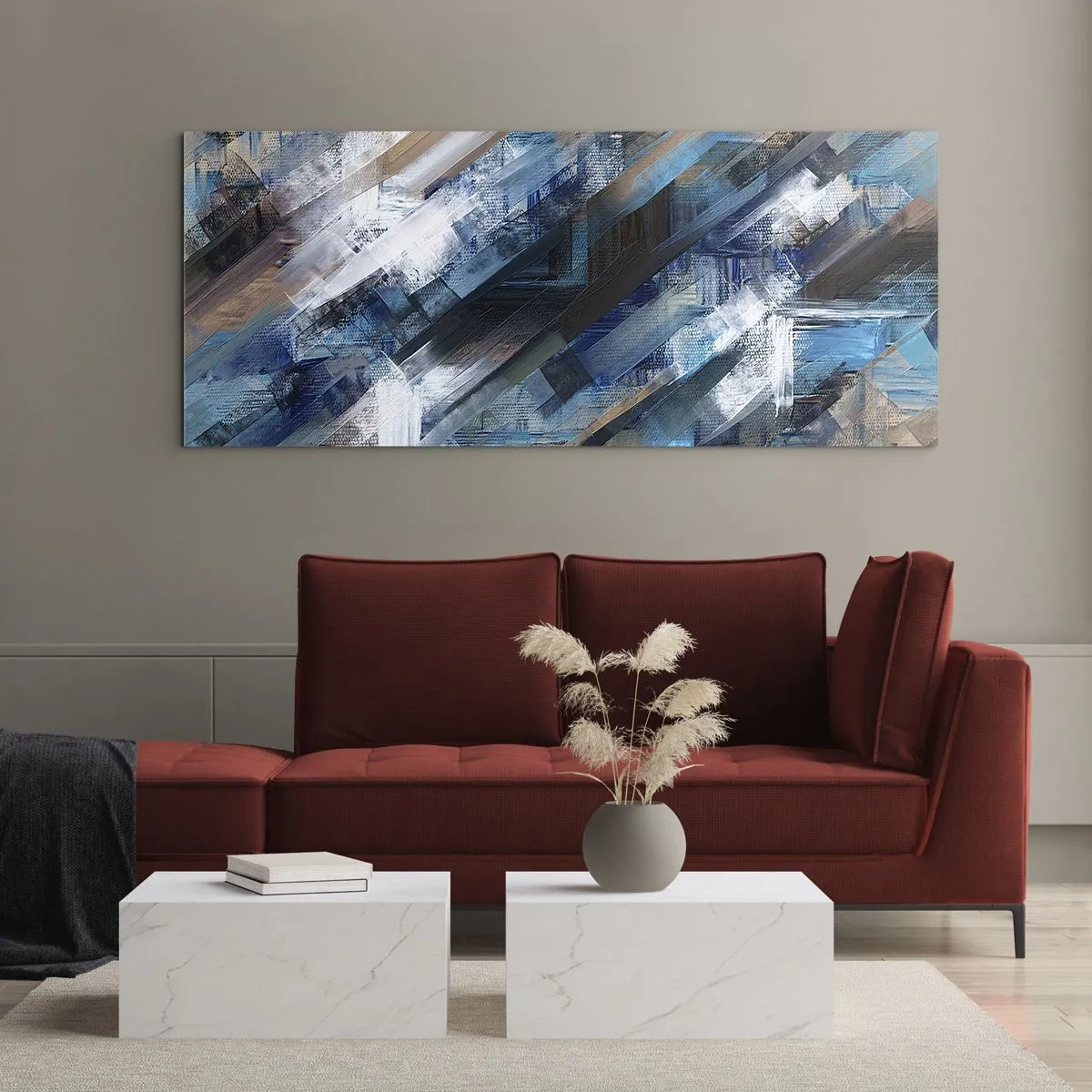 Tablou pe sticlă - Pe o pantă albastră - 100x40 cm