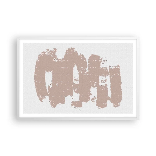 Poster în ramă albă - Abstracție în roz moale - 91x61 cm