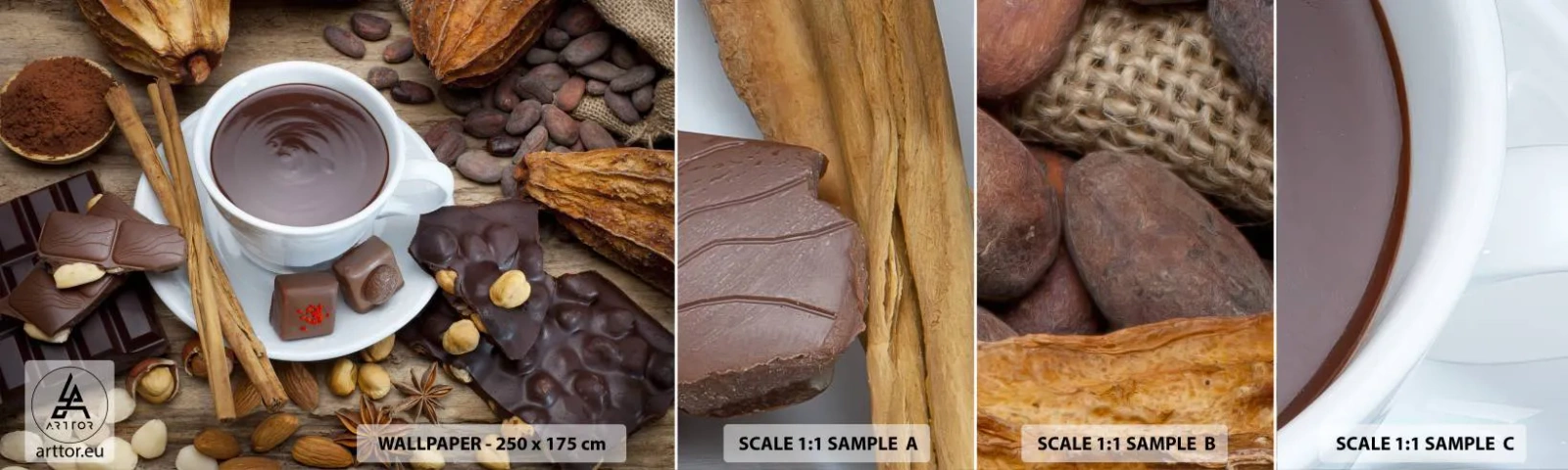 Mostră tapet autocolant Deluxe Sticker - De la fabrica de ciocolată de basm - Gastronomie, Ciocolată, Cafea - 100x30 cm