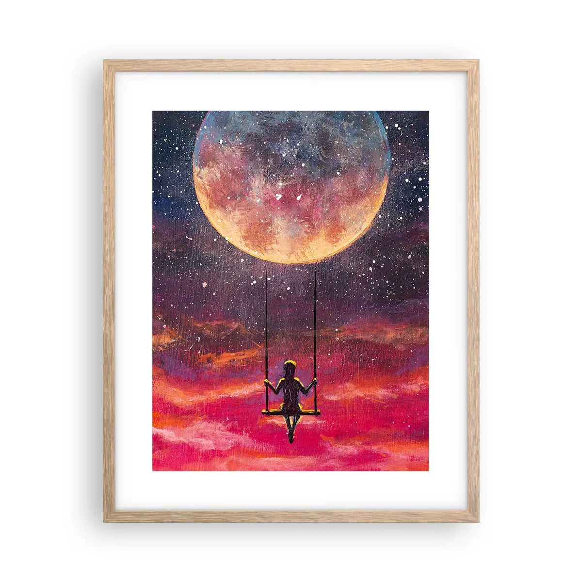 Poster în ramă de stejar deschis - Cu capul în nori - 40x50 cm