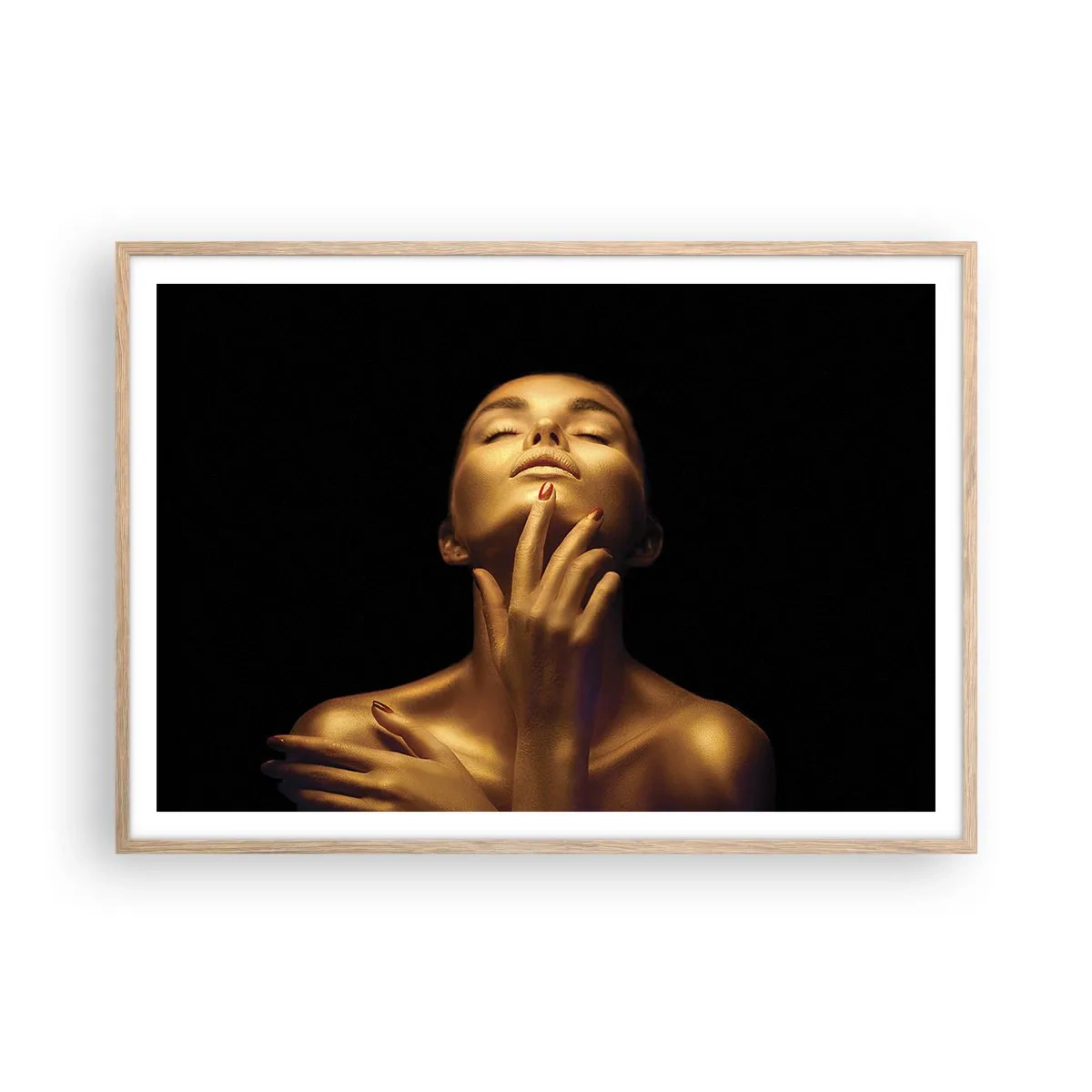 Poster în ramă de stejar deschis - Ca mătasea aurie - 100x70 cm