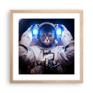 Poster în ramă de stejar deschis - Houston, aveți o problemă - 40x40 cm