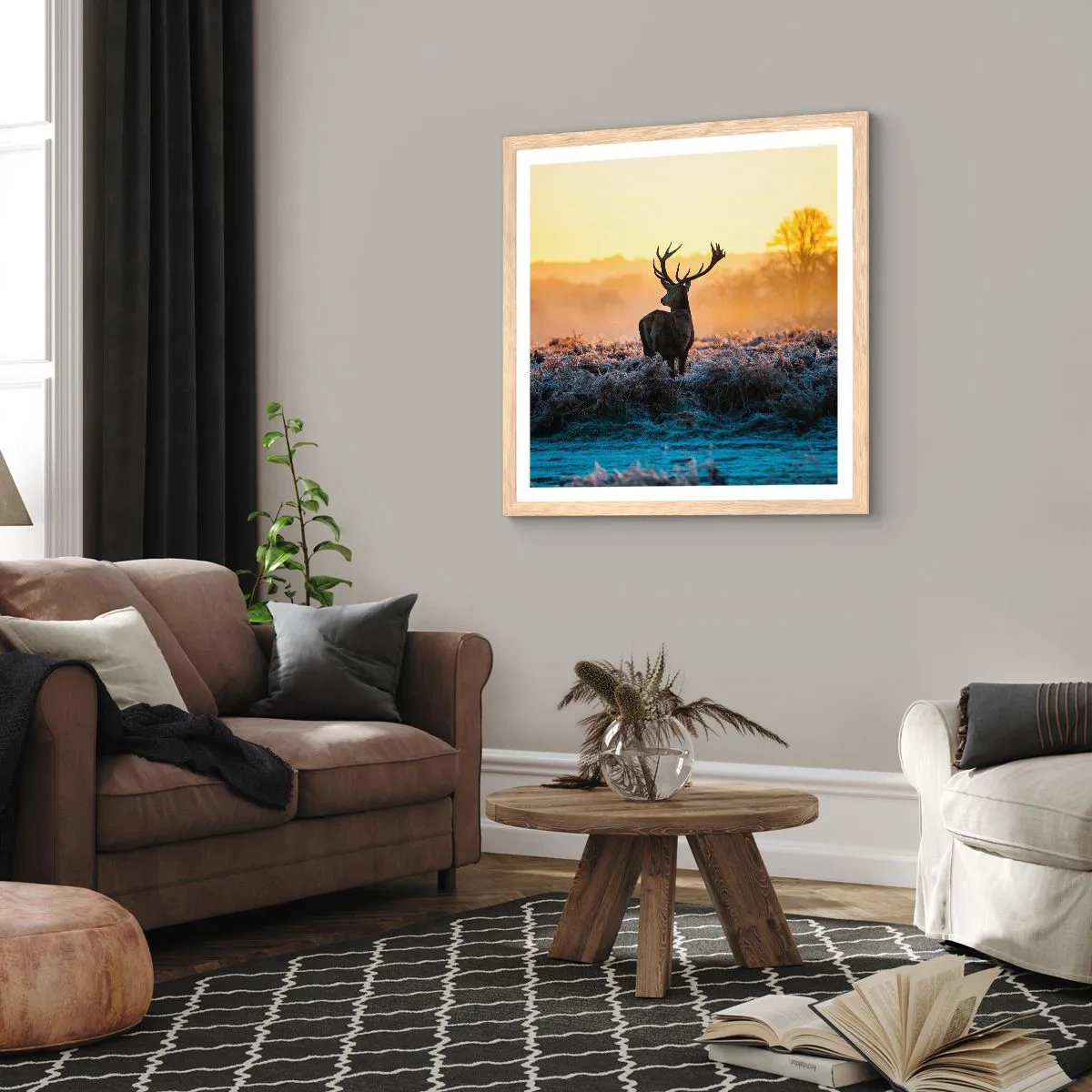 Poster în ramă de stejar deschis - Încoronat pe domeniul său - 50x50 cm