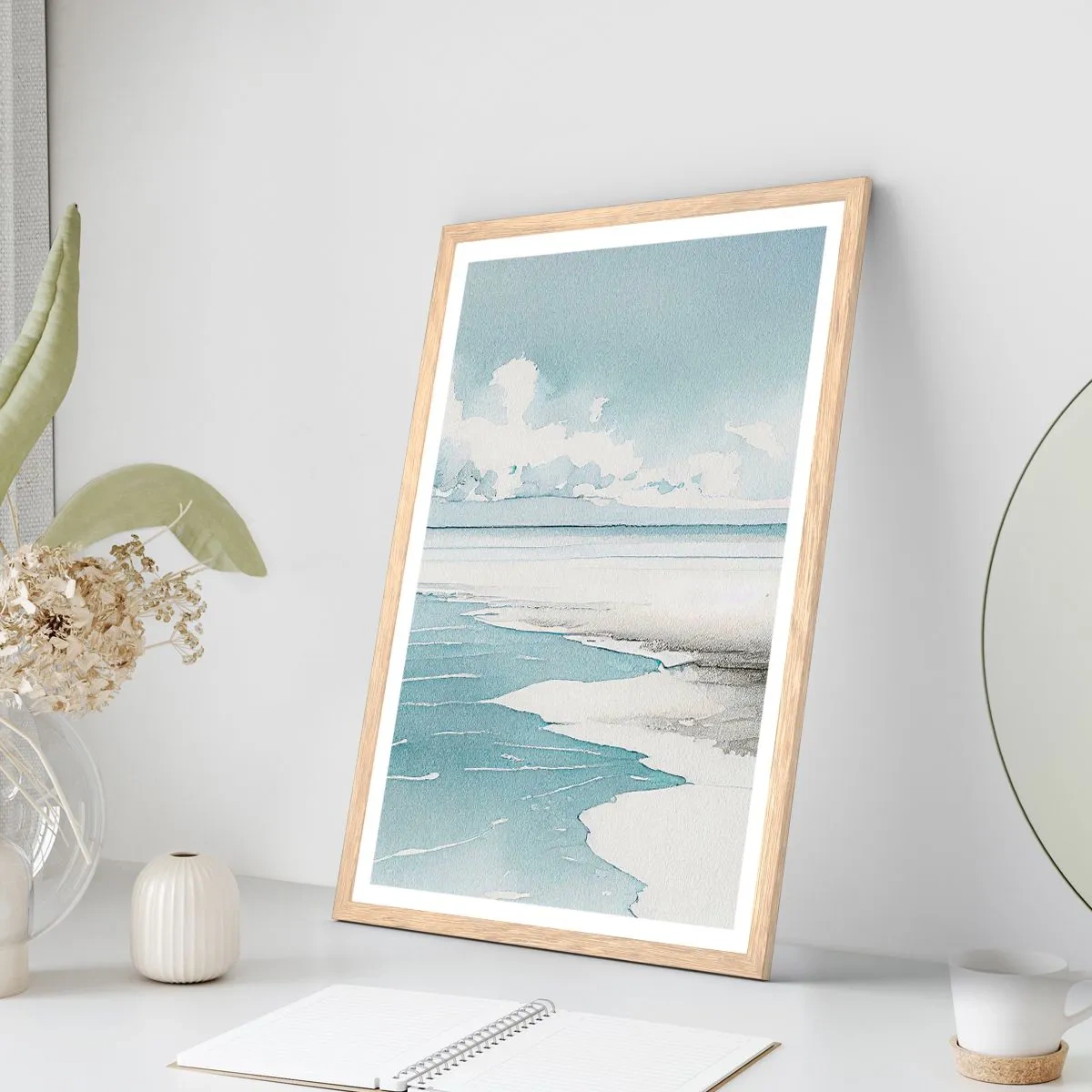 Poster în ramă de stejar deschis - Mareea blândă - 40x50 cm