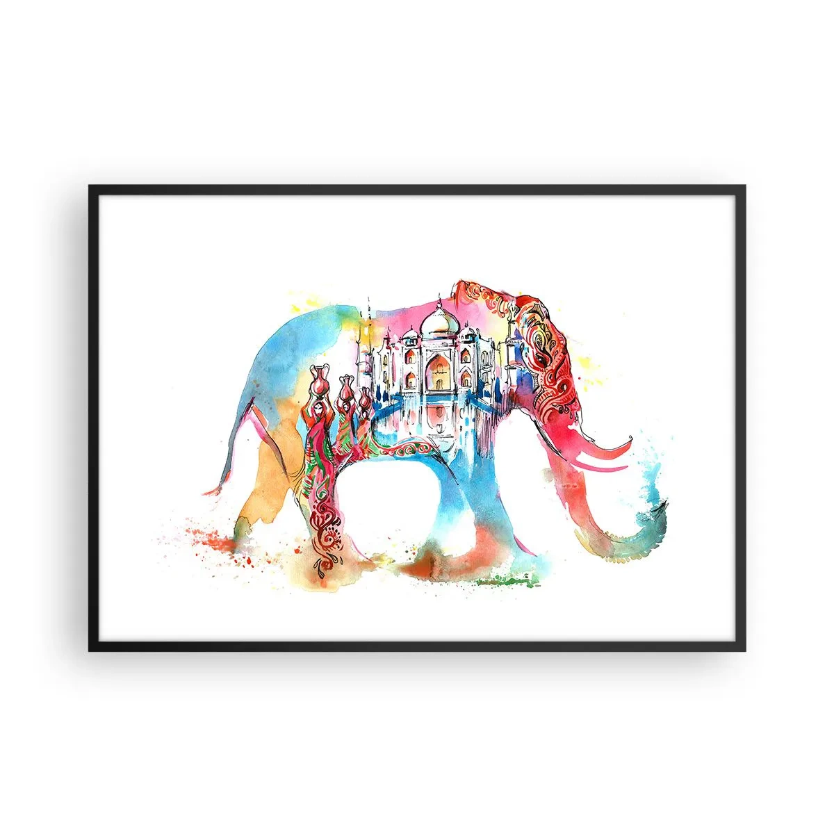 Poster în ramă neagră - India - aura iubirii - 100x70 cm
