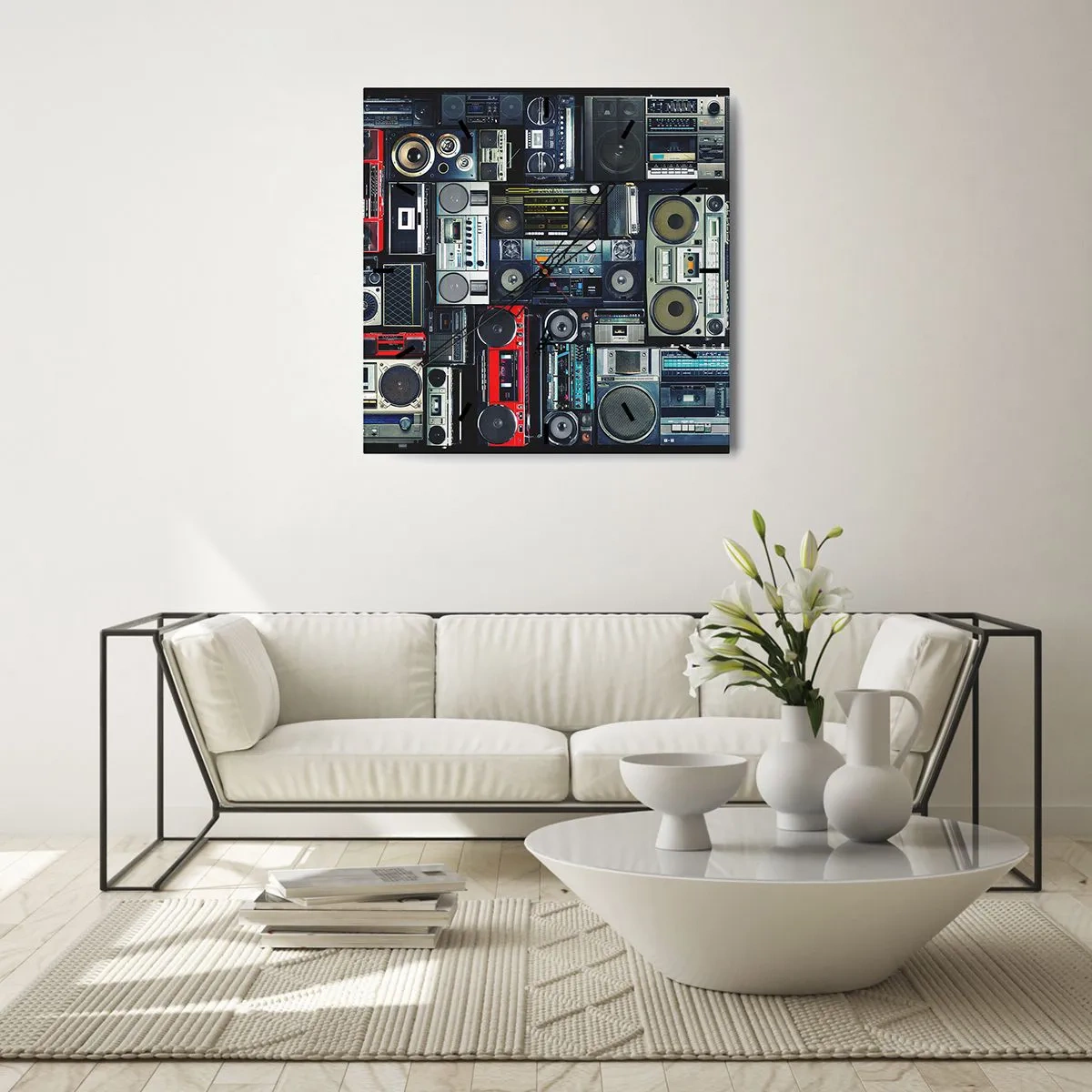 Ceas de perete - Ceas pe sticlă - Nostalgie pentru anii `80. - 40x40 cm