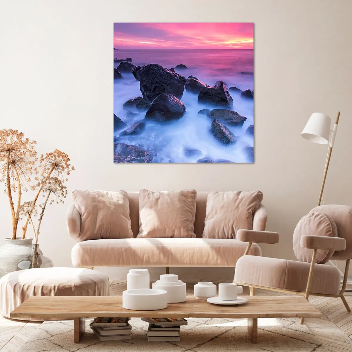 Tablou pe pânză - Naștere în sclipici și ceață - 50x50 cm