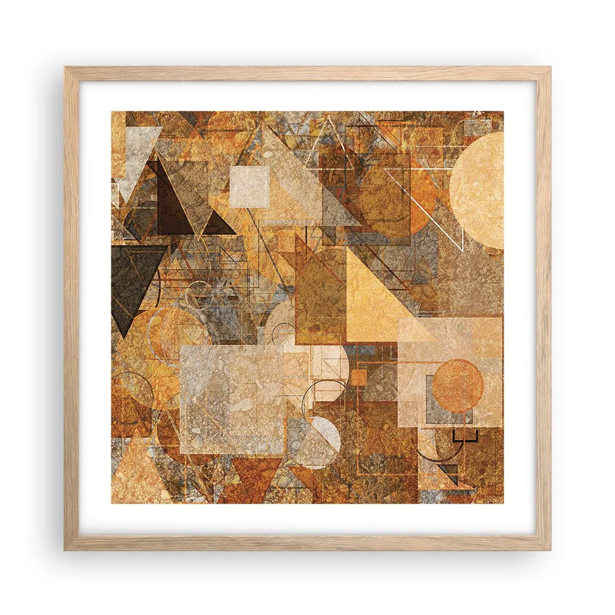 Poster în ramă de stejar deschis - Studiu cubist de bronz - 50x50 cm