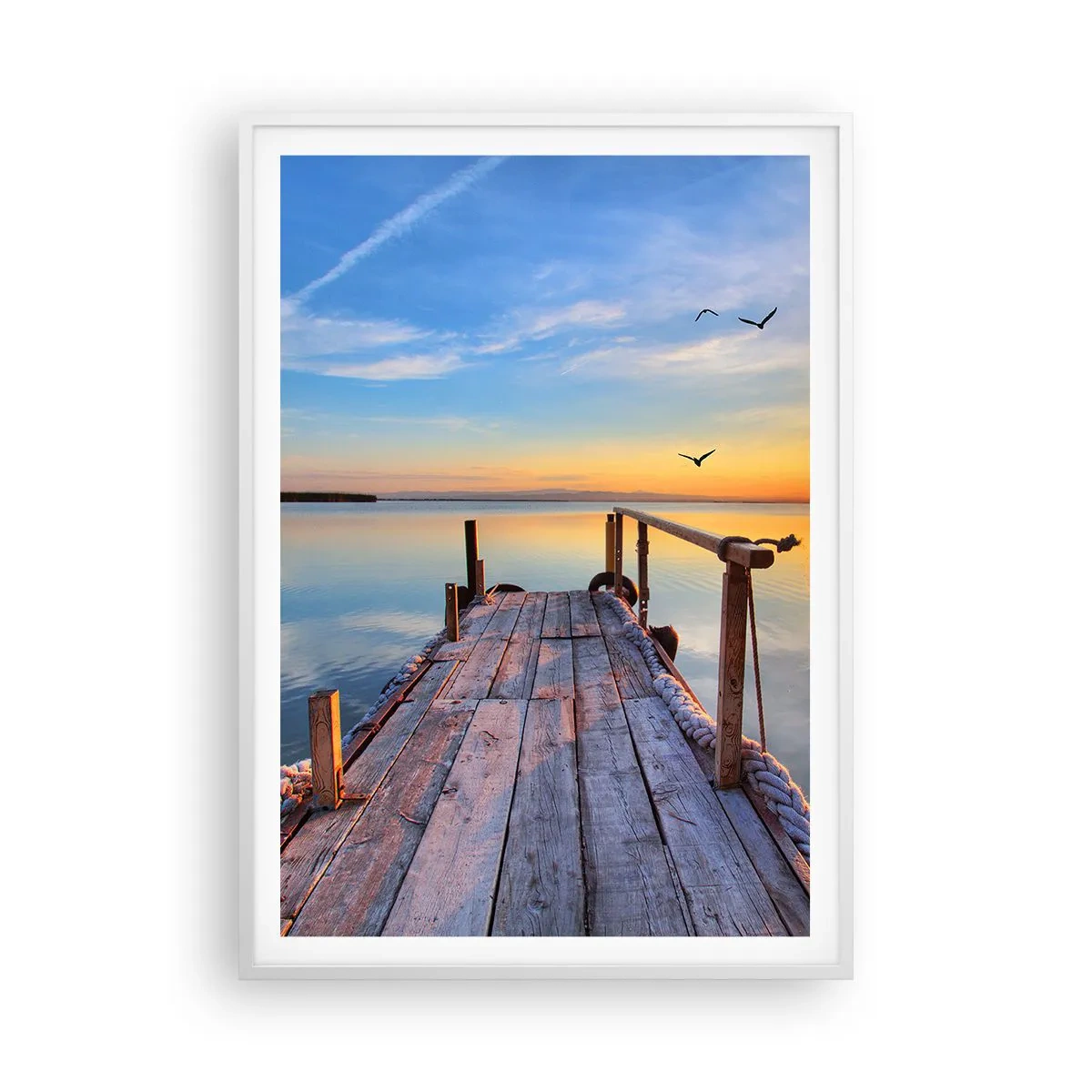 Poster în ramă albă - Mergând înainte spre soare - 70x100 cm