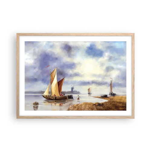 Poster în ramă de stejar deschis - Întoarcerea marinarilor - 70x50 cm