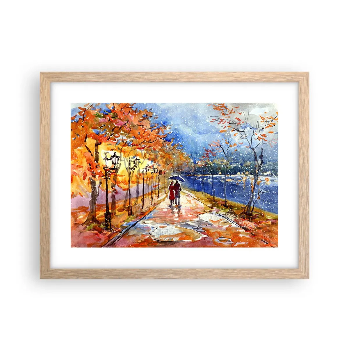 Poster în ramă de stejar deschis - Împreună până la limita de timp - 40x30 cm