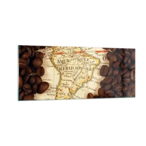 Tablou pe sticlă - De unde provine cea mai bună cafea? - 100x40 cm