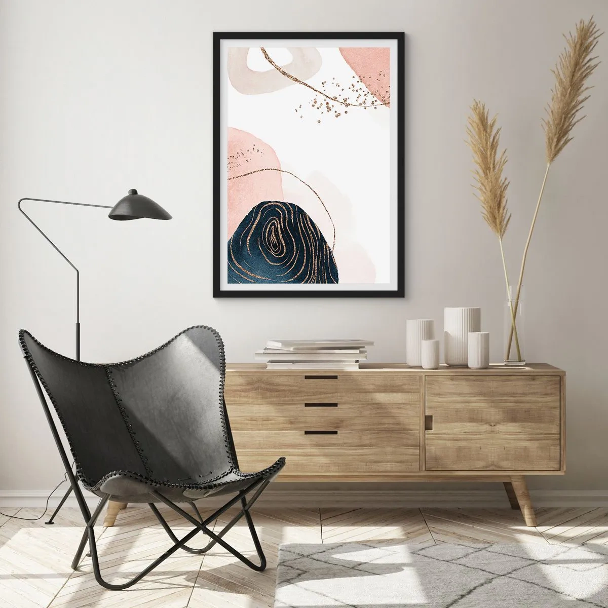 Poster în ramă neagră - Totul curge - 61x91 cm