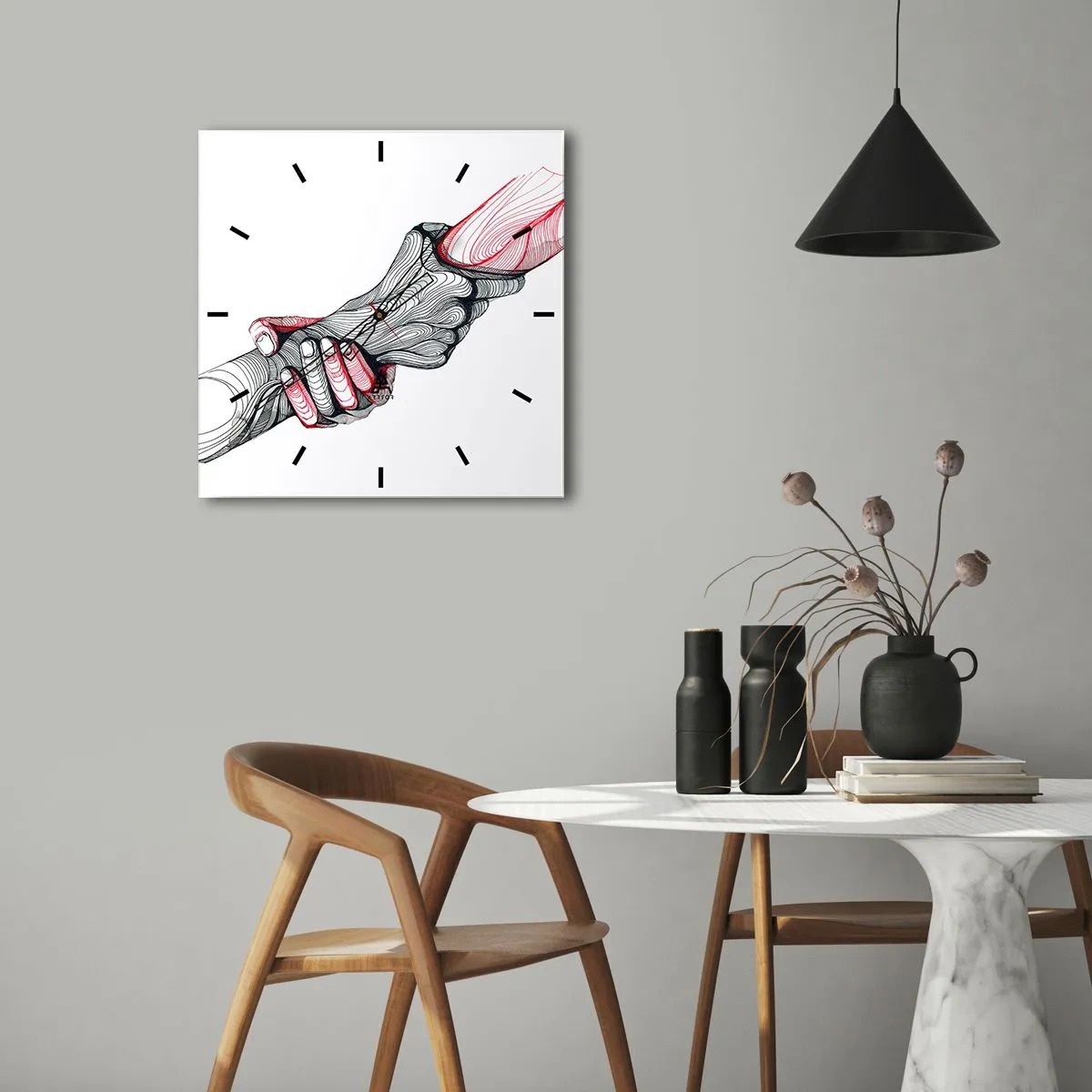 Ceas de perete - Ceas pe sticlă - Ești pe mâini bune - 30x30 cm