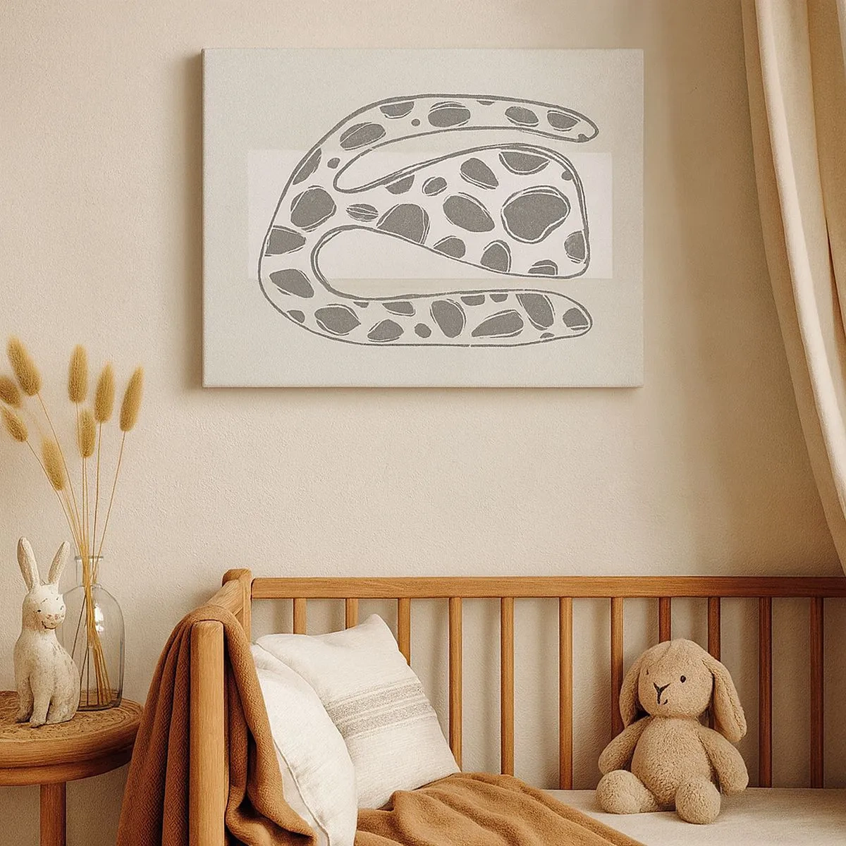 Tablou pe pânză Canvas - Model organic abstract în nuanțe de gri - 70x50cm - O creatură bizară - Decorațiune modernă pentru perete pentru living și dormitor ARTTOR