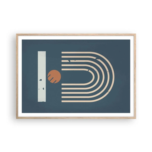 Poster în ramă de stejar deschis - Geometrie în funcție de rodie - 100x70 cm