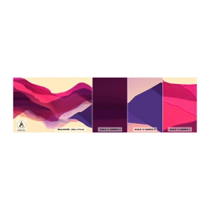Mostră tapet autocolant Deluxe Sticker - Valuri de violet - Abstracția, Bucată, Artă Modernă - 100x30 cm