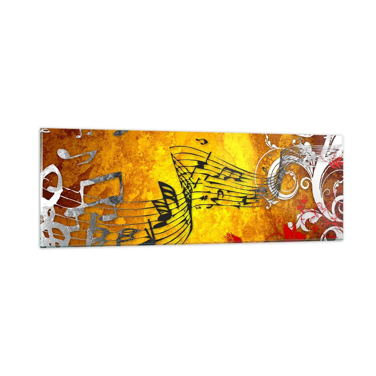 Tablou pe sticlă - Lasă muzica să curgă - 90x30 cm