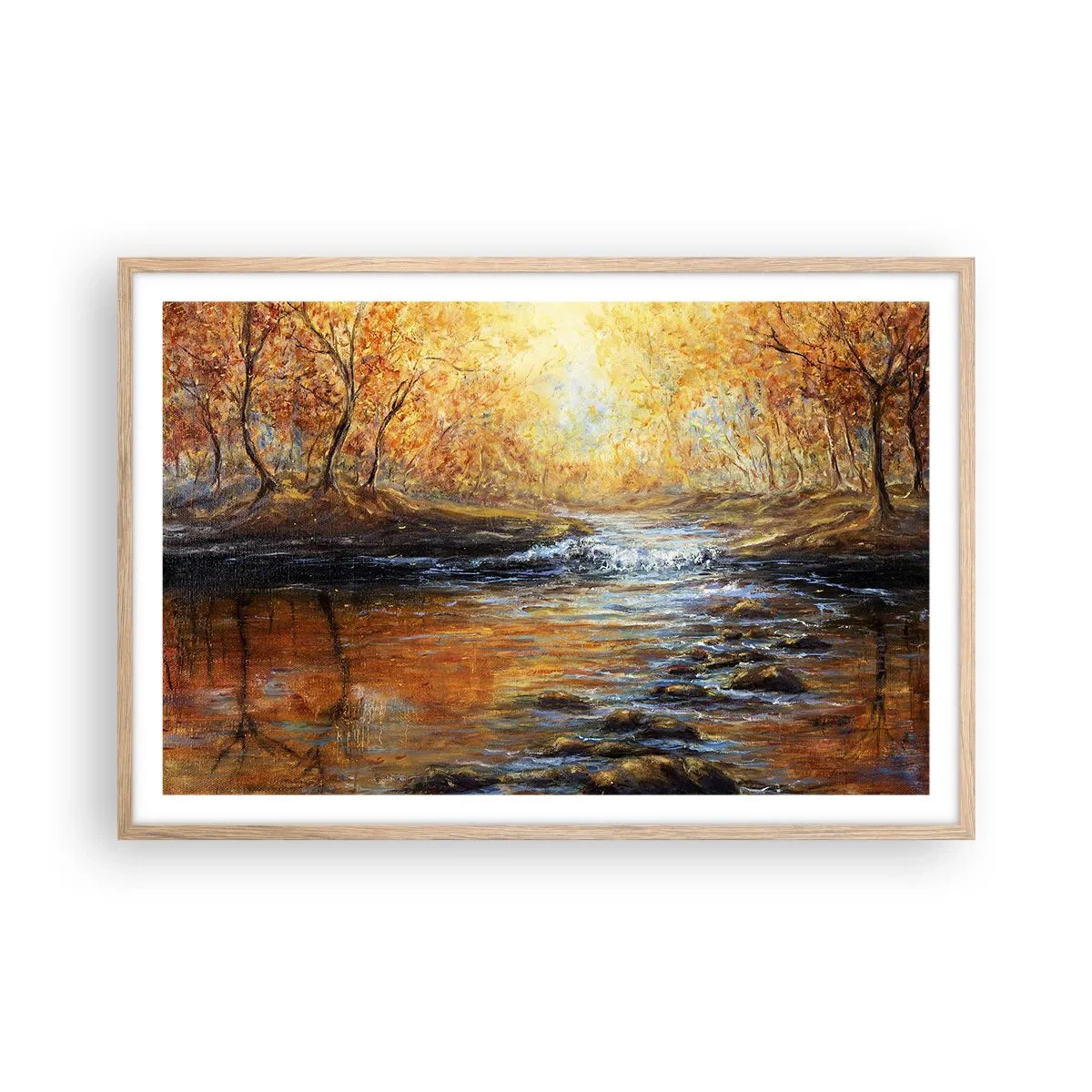Poster în ramă de stejar deschis - Pârâul de aur - 91x61 cm