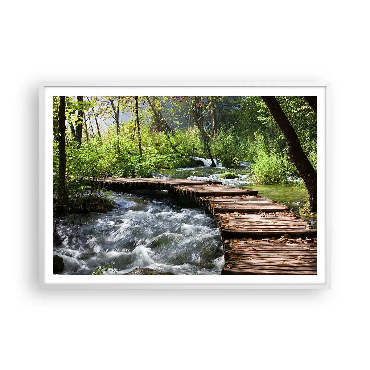 Poster în ramă albă - Cascadă spumoasă - 100x70 cm