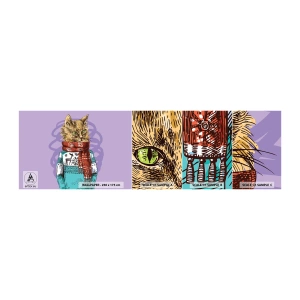 Mostră tapet autocolant Deluxe Sticker - Motanul nu numai încălțat - Abstracția, Pisică, Pulover de lână - 100x30 cm