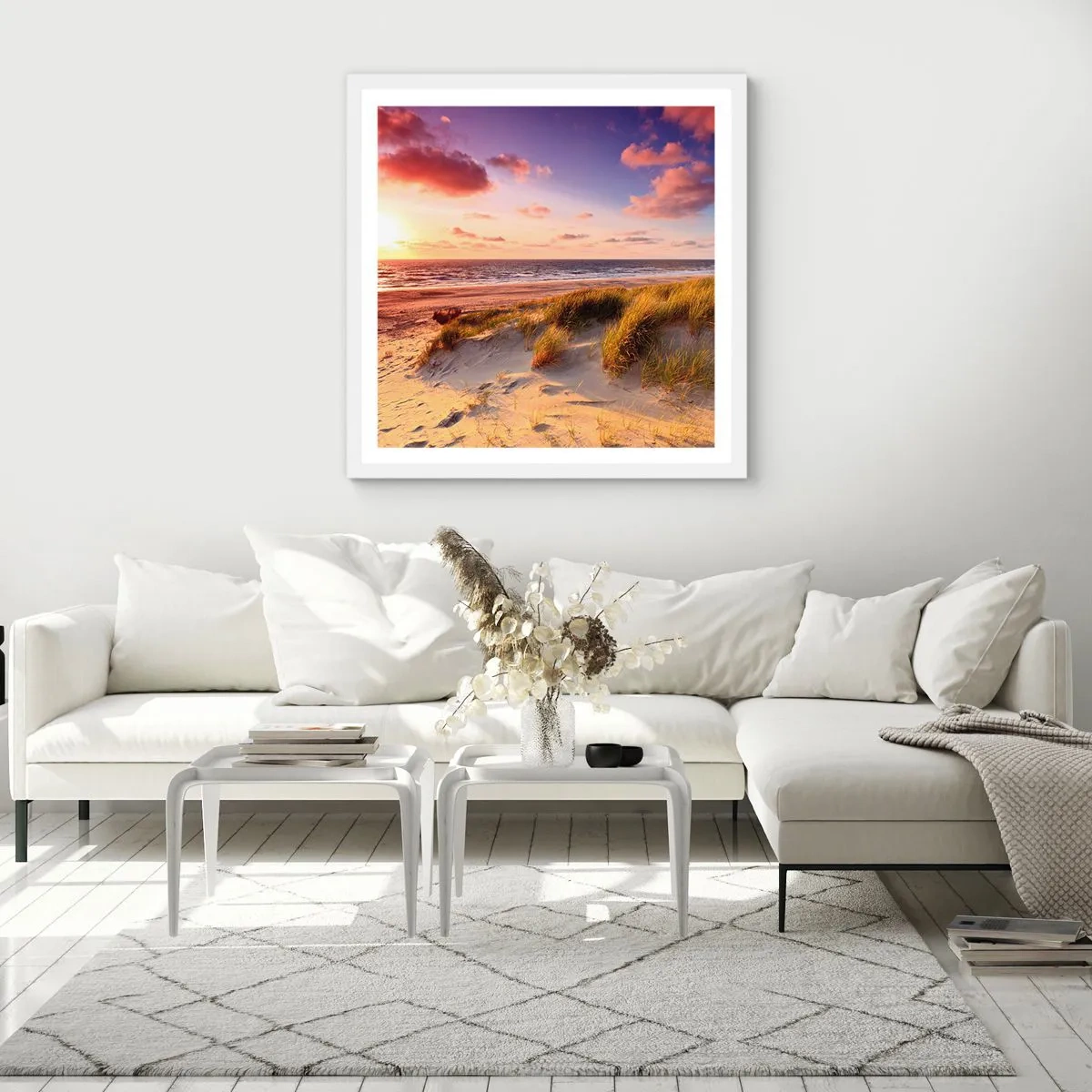 Poster în ramă albă - Deja aerul de vară miroase - 50x50 cm