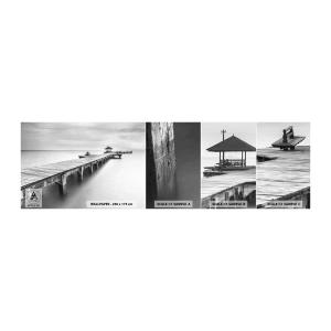 Mostră tapet autocolant Deluxe Sticker - În depărtare - Peisaj, Mare, Pod de lemn - 100x30 cm