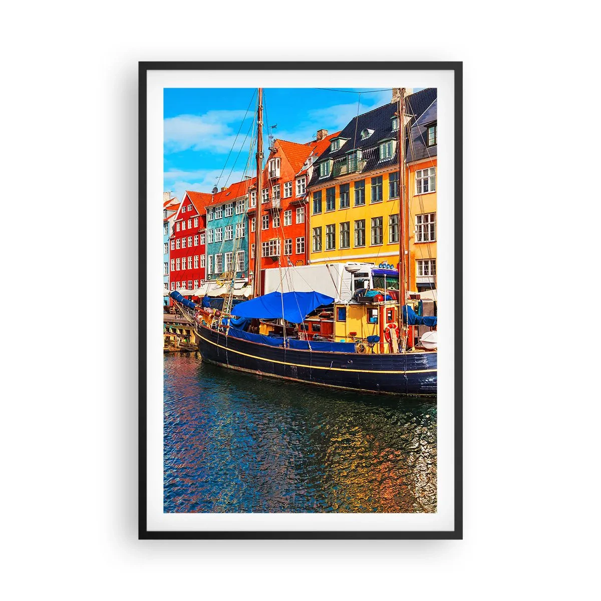 Poster în ramă neagră - Portul vesel - 61x91 cm