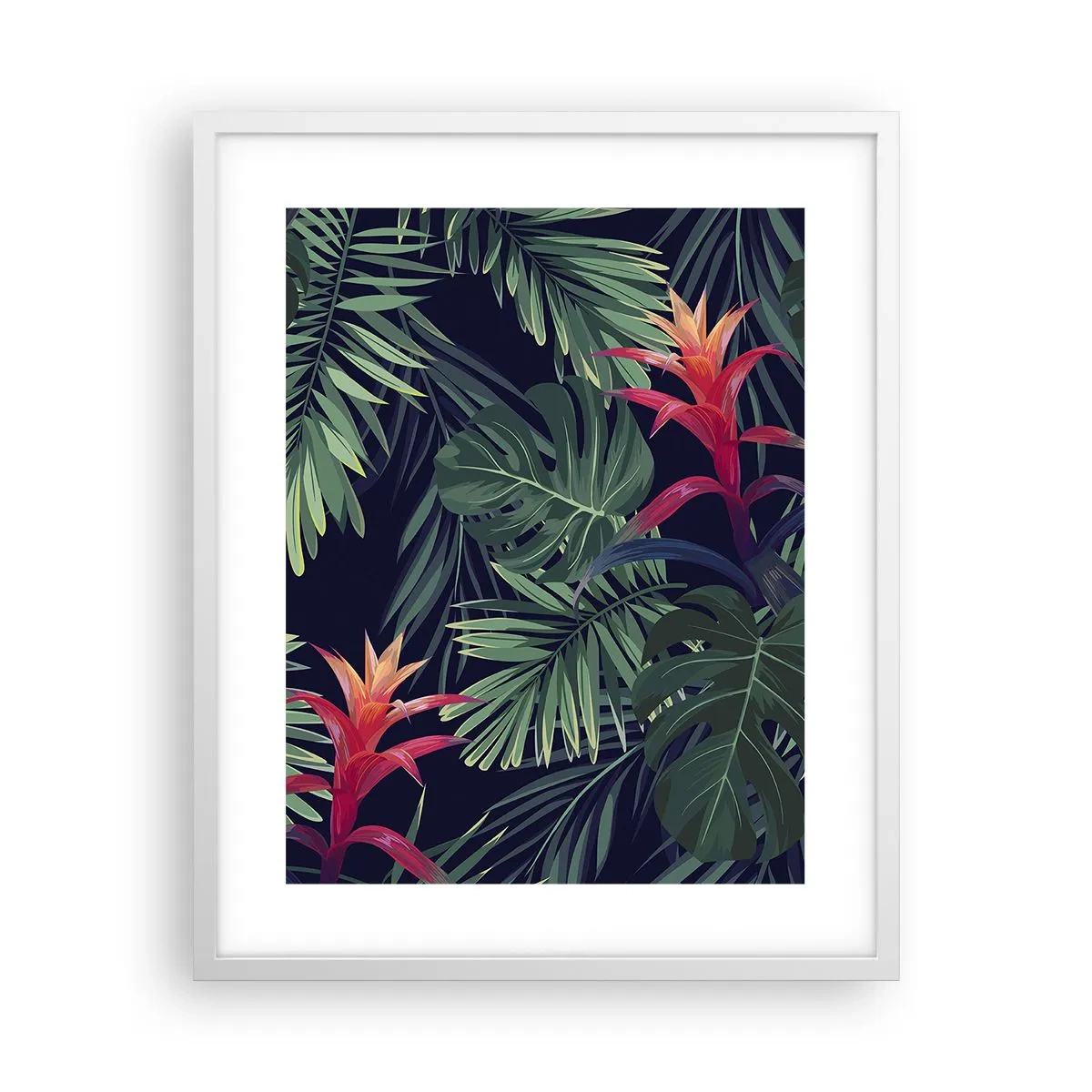 Poster în ramă albă - Flacăra verde - 40x50 cm