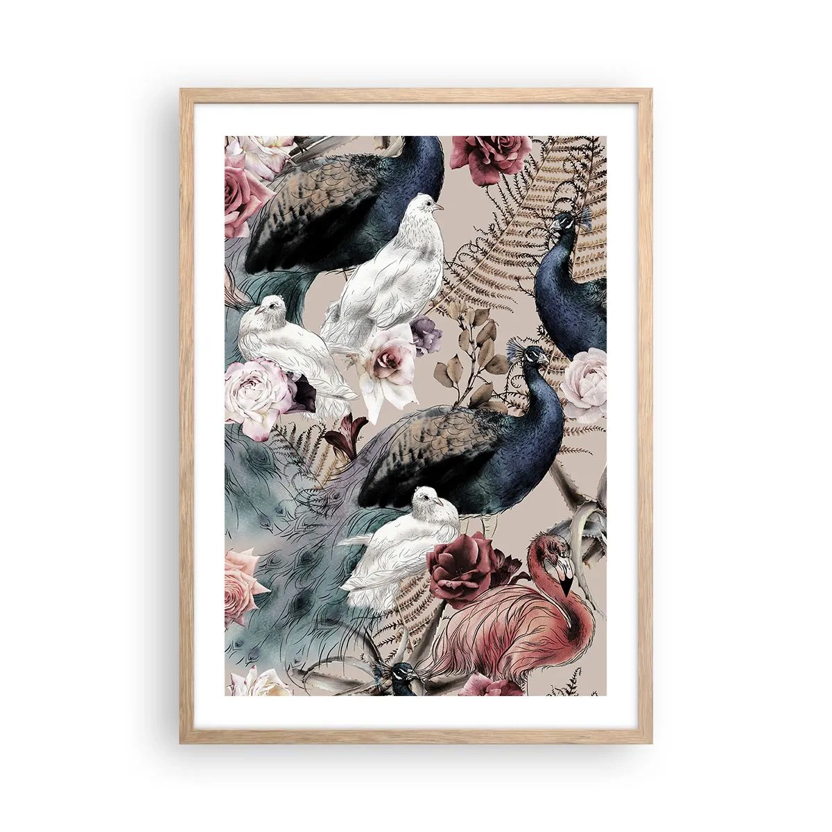 Poster în ramă de stejar deschis - În grădina palatului - 50x70 cm