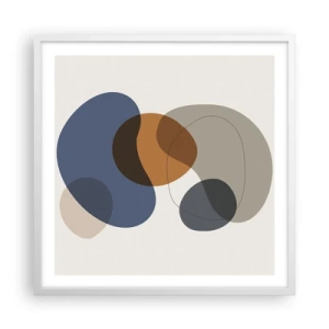 Poster în ramă albă - Picături de culoare - 60x60 cm