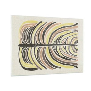 Tablou pe sticlă - Abstracție organică în tonuri calde de pământ pe un fundal deschis - 70x50cm - Abstracția plină de viață - Decorațiune modernă pentru perete pentru living și dormitor ARTTOR