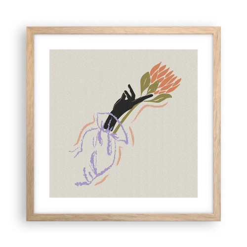 Poster în ramă de stejar deschis - Atingere surorială - 40x40 cm