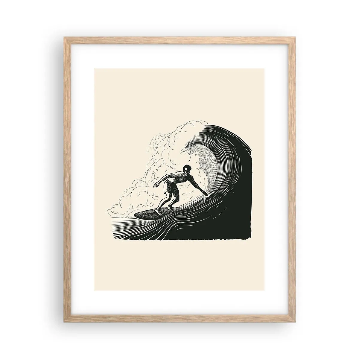 Poster în ramă de stejar deschis - Regele valului - 40x50 cm