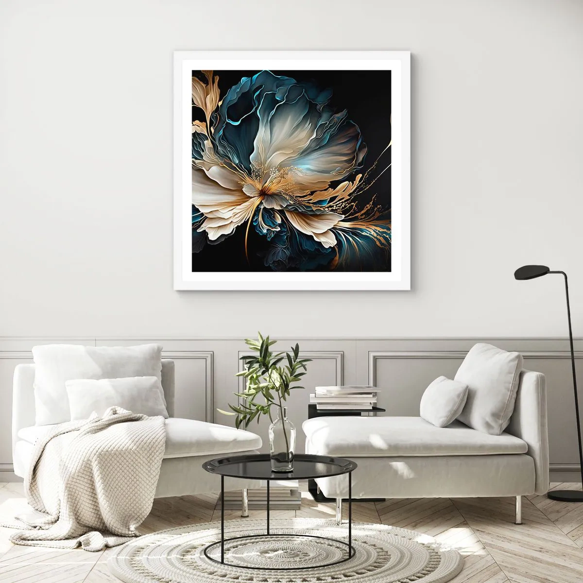 Poster în ramă albă - Povestea unei flori de iubire - 60x60 cm