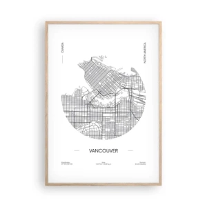 Poster în ramă de stejar deschis - Anatomia Vacouverului - 70x100 cm