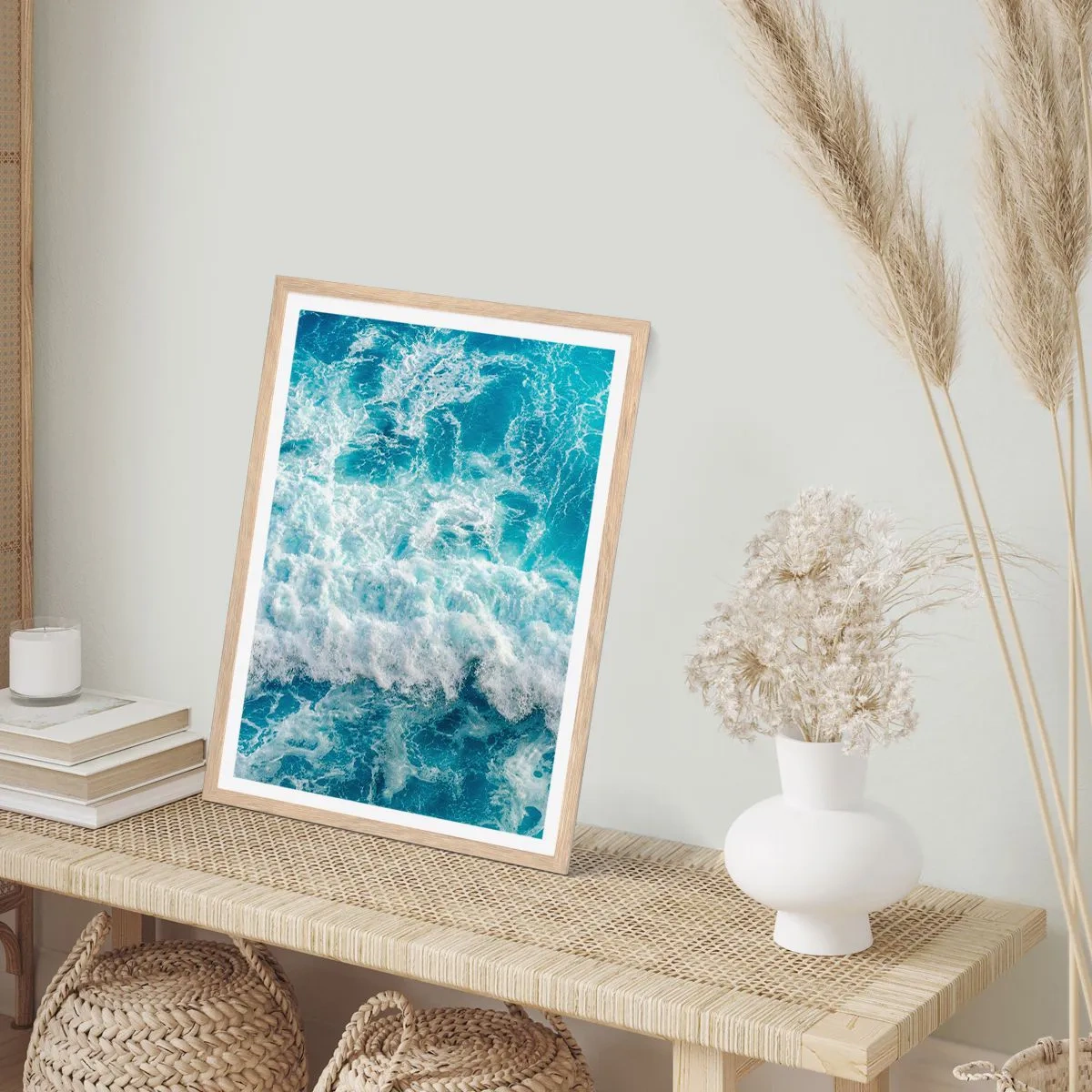 Poster în ramă de stejar deschis - Cu bucurie și în salturi - 70x100 cm