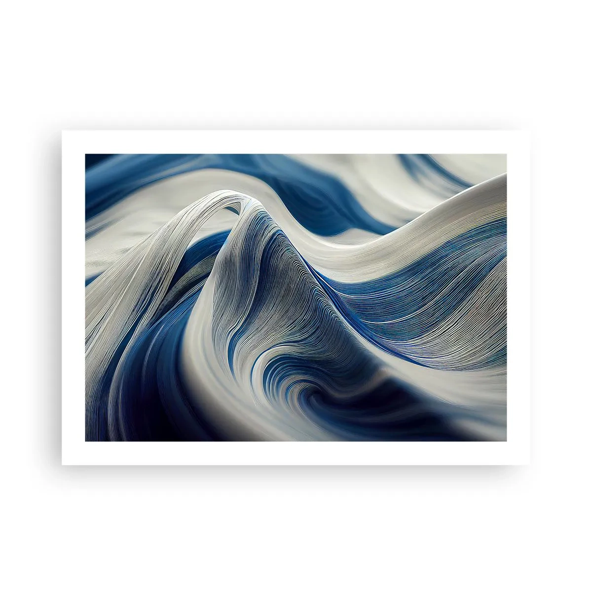 Poster - Fluiditate de albastru și alb - 70x50 cm