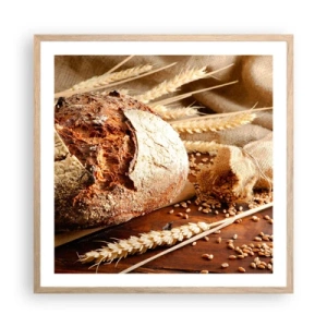 Poster în ramă de stejar deschis - Apetisantă, parfumată, crocantă - 60x60 cm