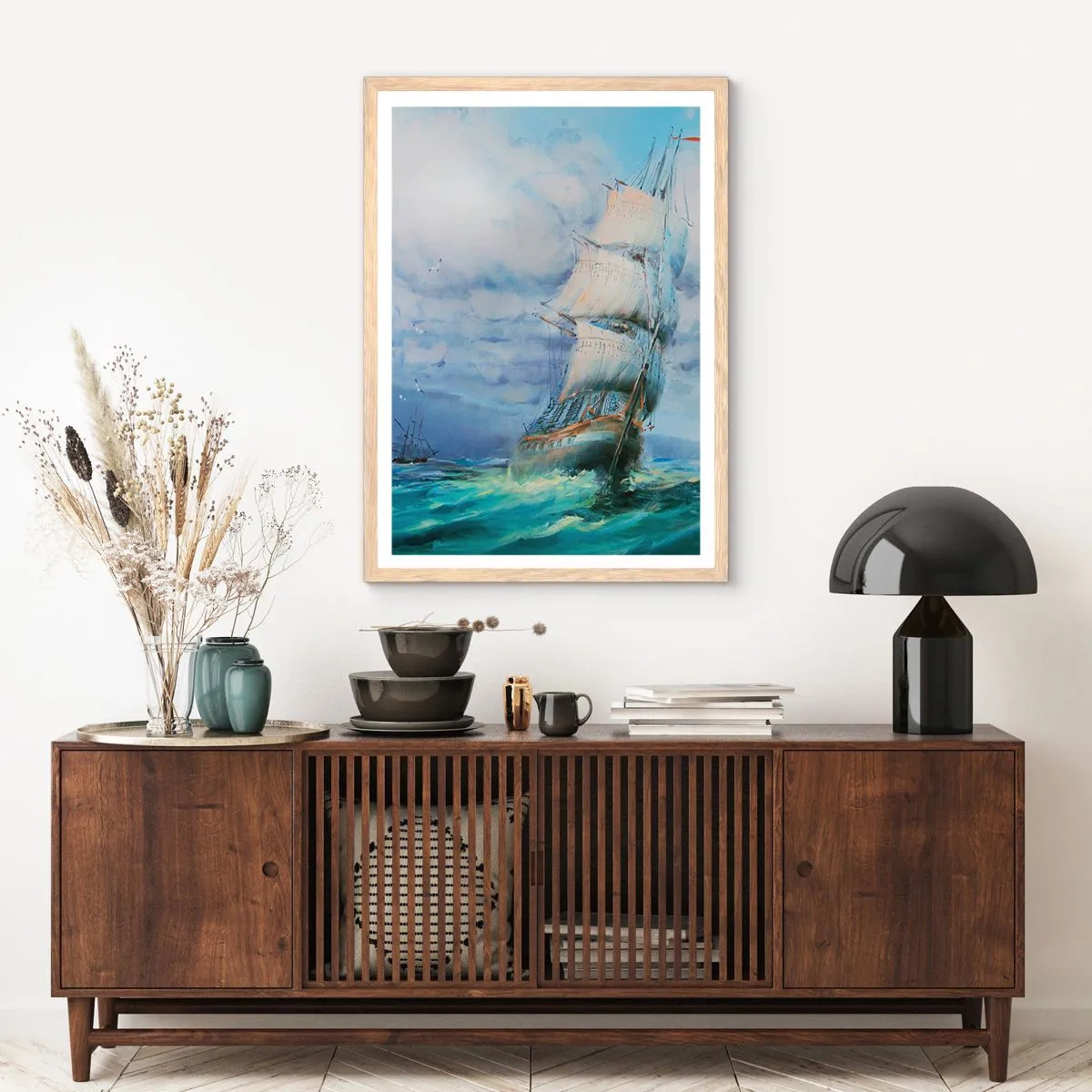 Poster în ramă de stejar deschis - Vânturi bune - 70x100 cm