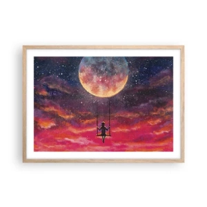Poster în ramă de stejar deschis - Cu capul în nori - 70x50 cm